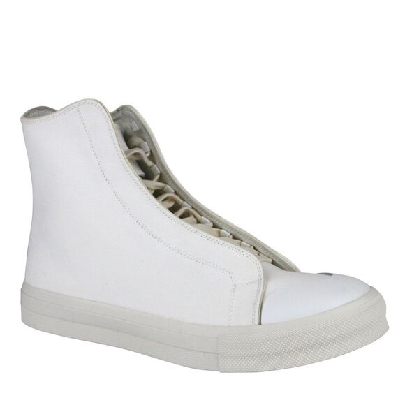 Alexander McQueen Men's Hi Top White / Ivory Canvas Sneaker (42 EU / 8.5 US)